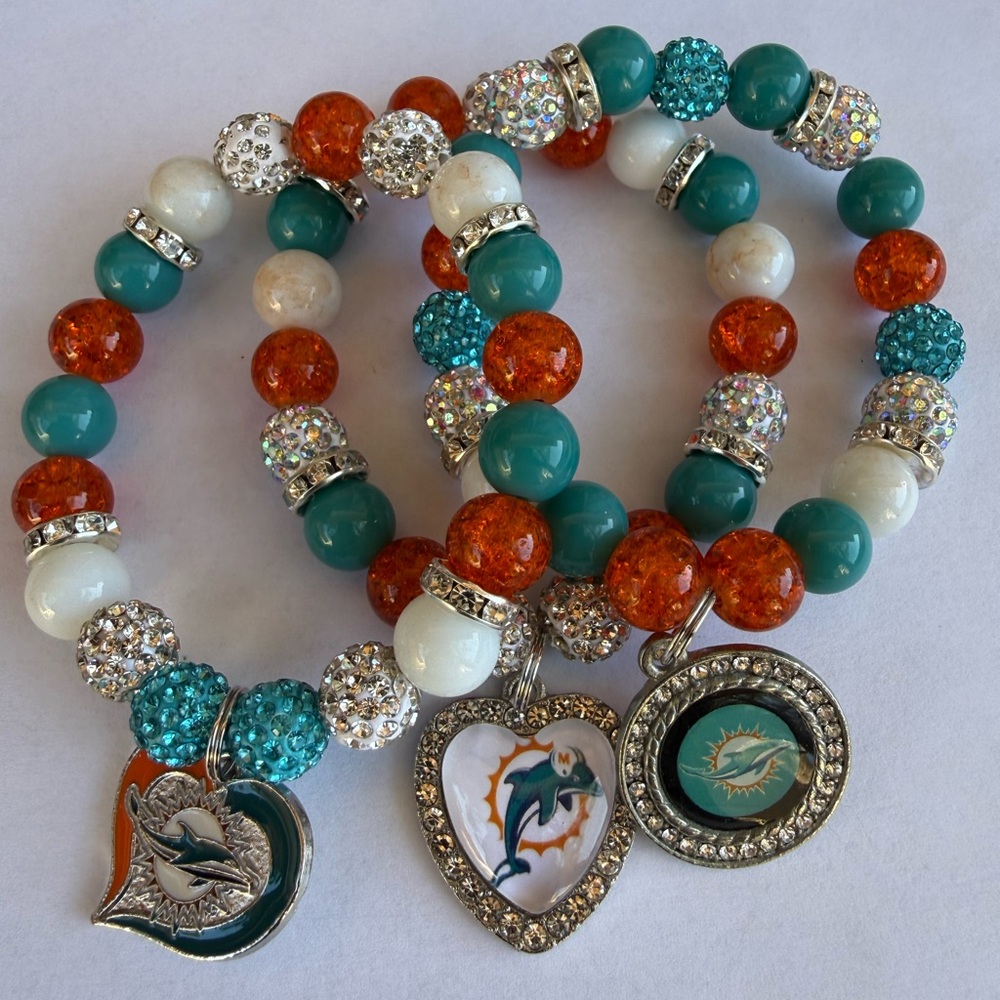 NFL Teal and Orange Charm Bracelets
Miami Dolphins
